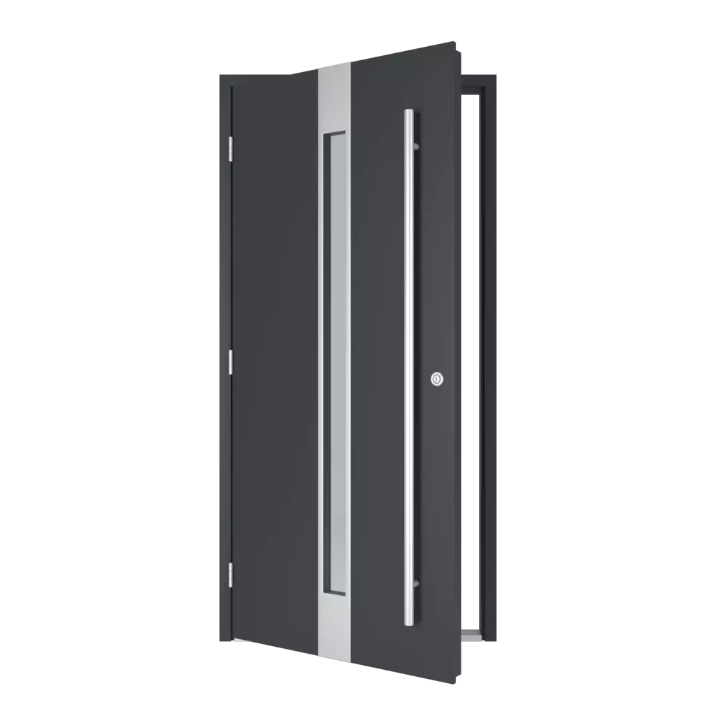 The left one opens outwards entry-doors models dindecor sk06-grey  