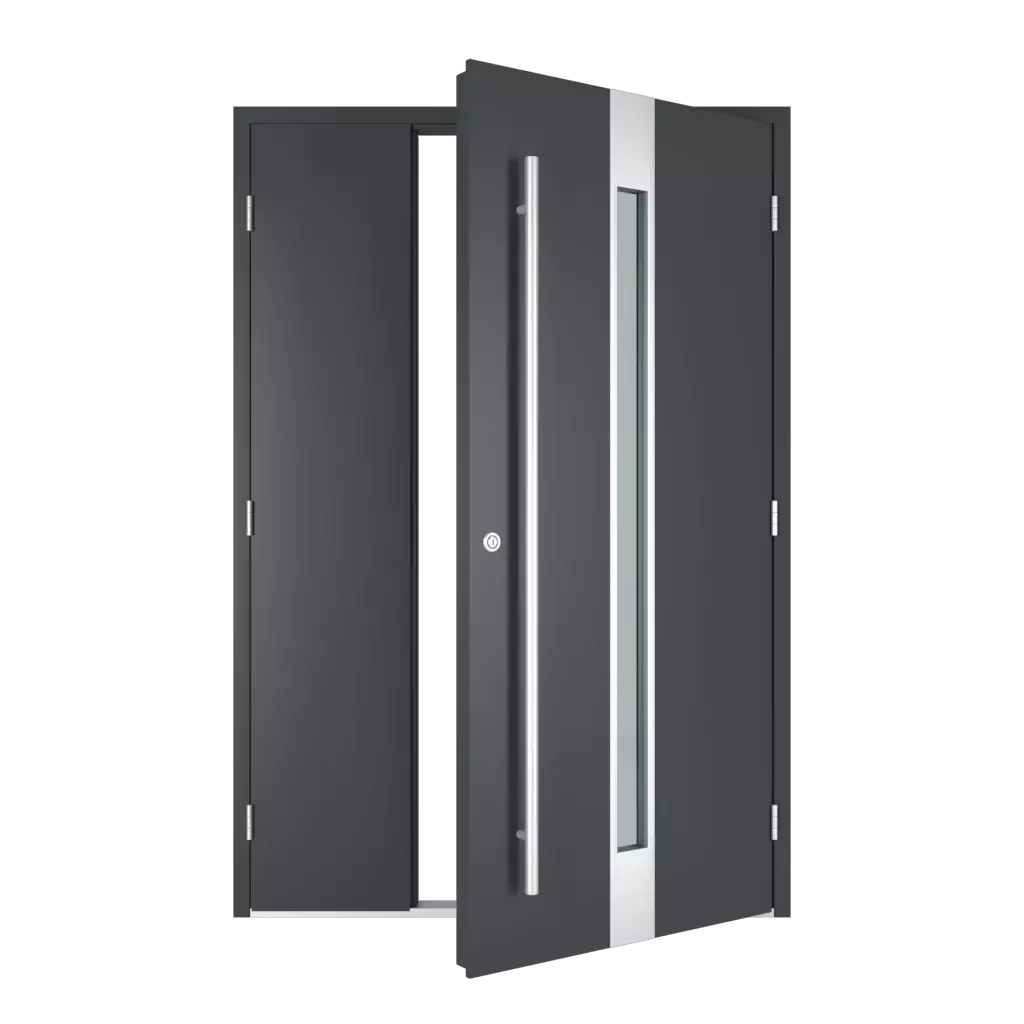 The right one opens outwards entry-doors models dindecor sk01-beton  