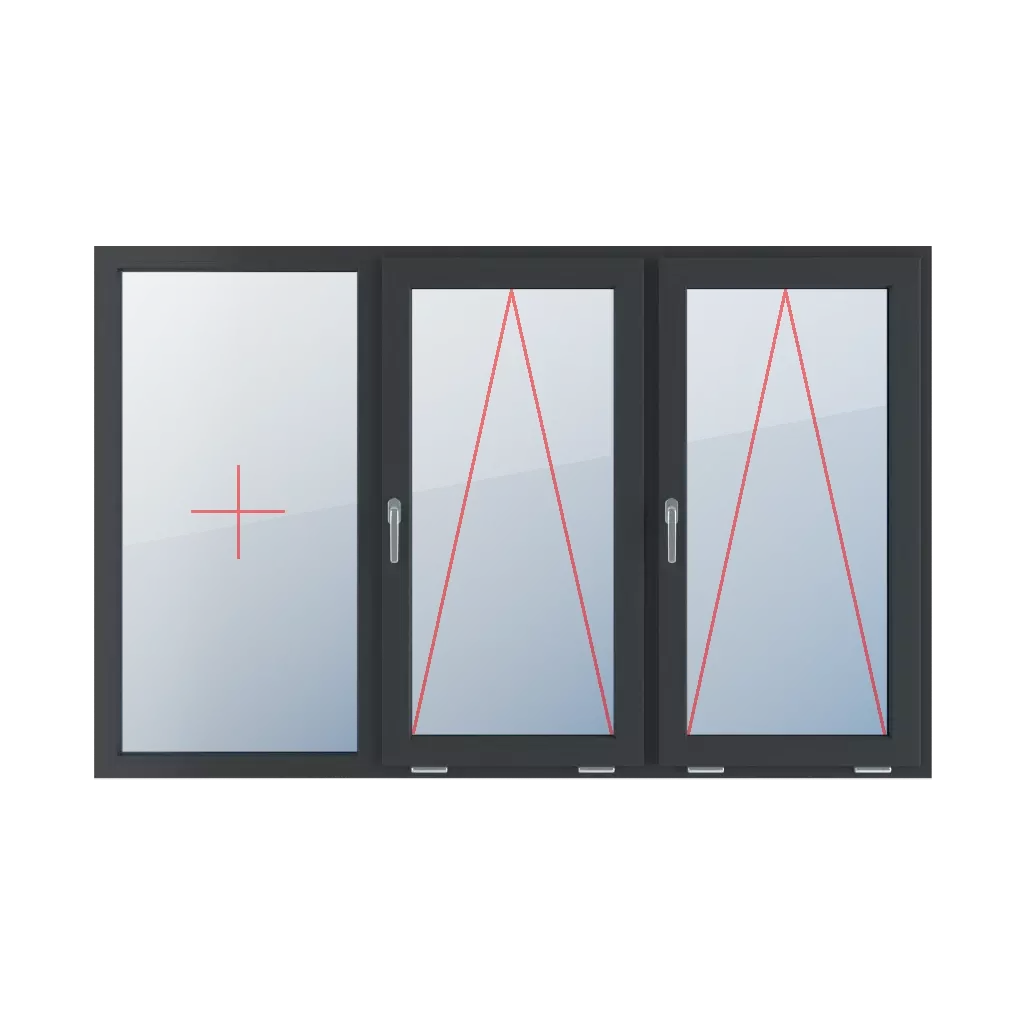 Fixed glazing in the frame, tiltable with a handle on the left side, tiltable with a handle on the left side windows types-of-windows triple-leaf symmetrical-division-horizontally-33-33-33  