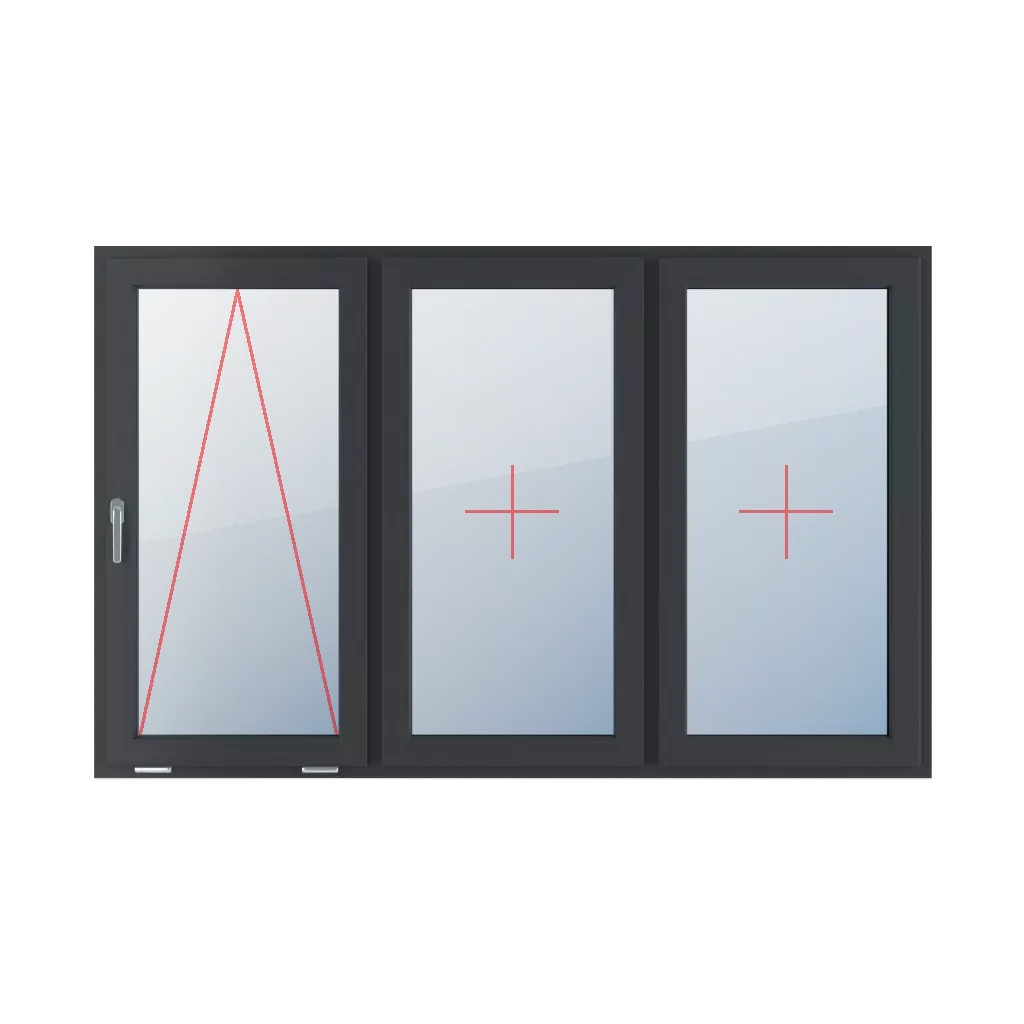 Tiltable with a handle on the left, fixed glazing in the wing, fixed glazing in the wing windows types-of-windows triple-leaf symmetrical-division-horizontally-33-33-33  