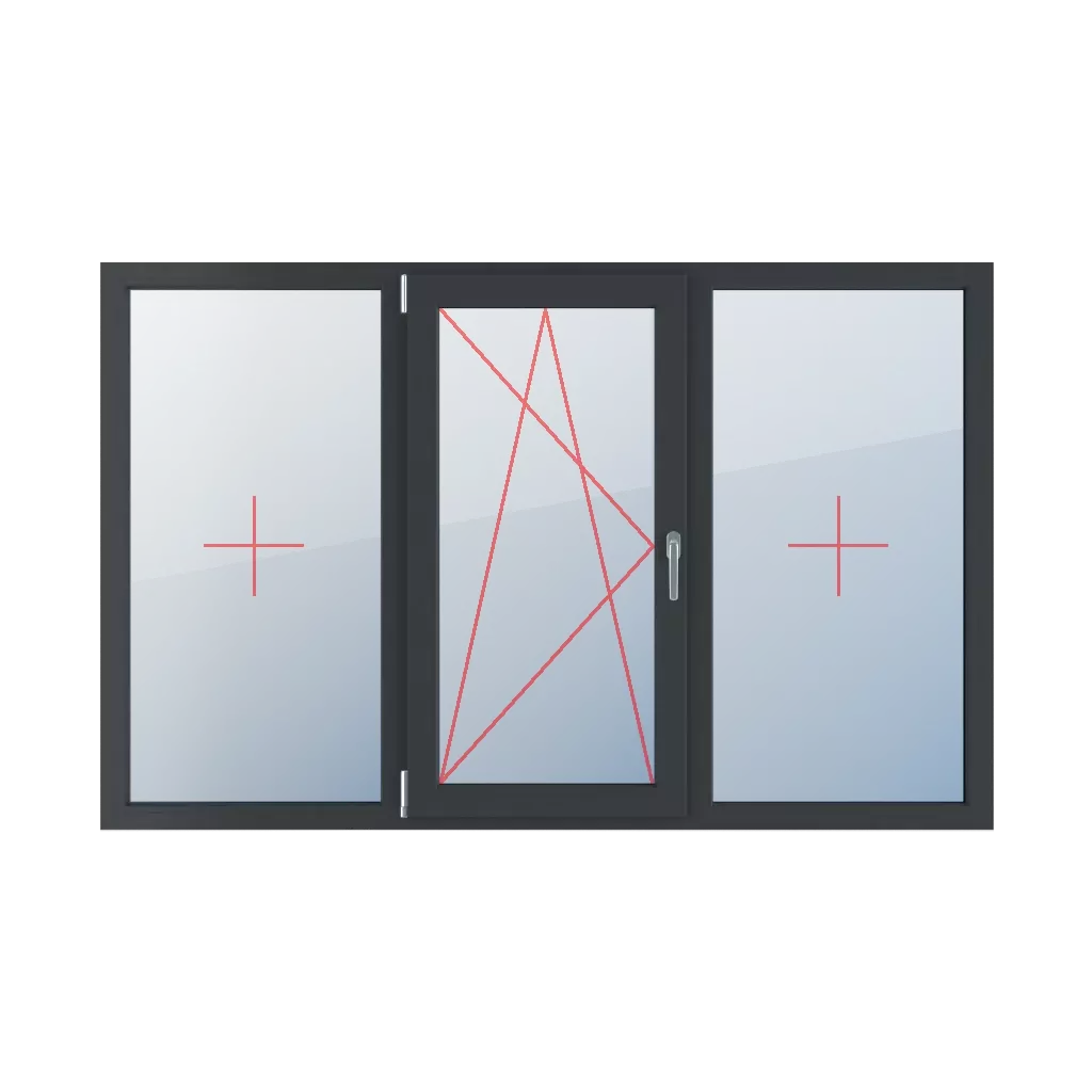 Fixed glazing in a frame, left-hand turn-tilt glazing, fixed glazing in a frame windows types-of-windows triple-leaf symmetrical-division-horizontally-33-33-33  