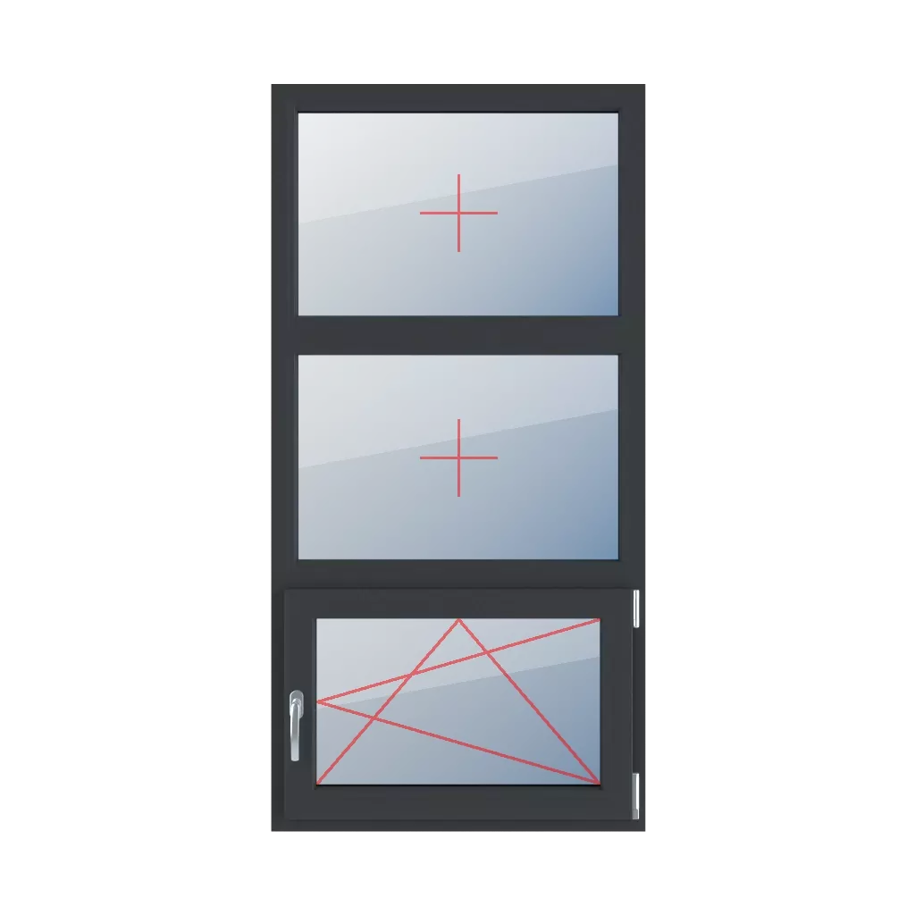 Fixed glazing in a frame, right-hand turn-tilt glazing windows types-of-windows triple-leaf vertical-symmetrical-division-33-33-33  