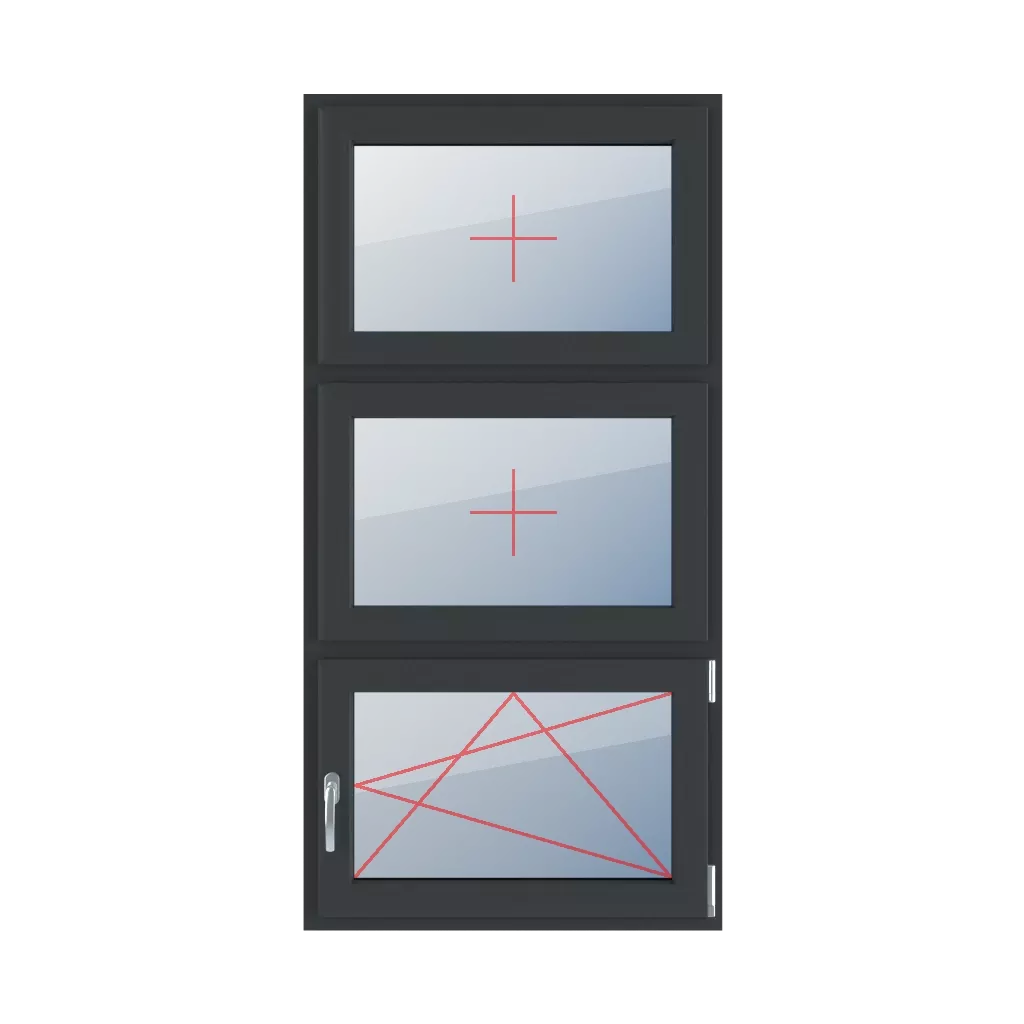 Permanent glazing in the wing, turn-tilt on the right windows types-of-windows triple-leaf vertical-symmetrical-division-33-33-33  