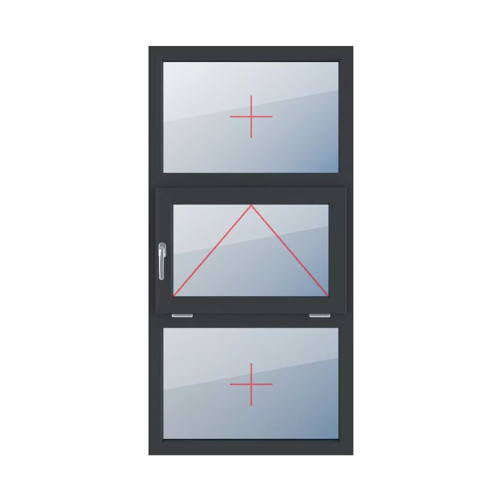 Fixed glazing in the frame, tiltable with a handle on the left side, fixed glazing in the frame windows types-of-windows triple-leaf vertical-symmetrical-division-33-33-33  