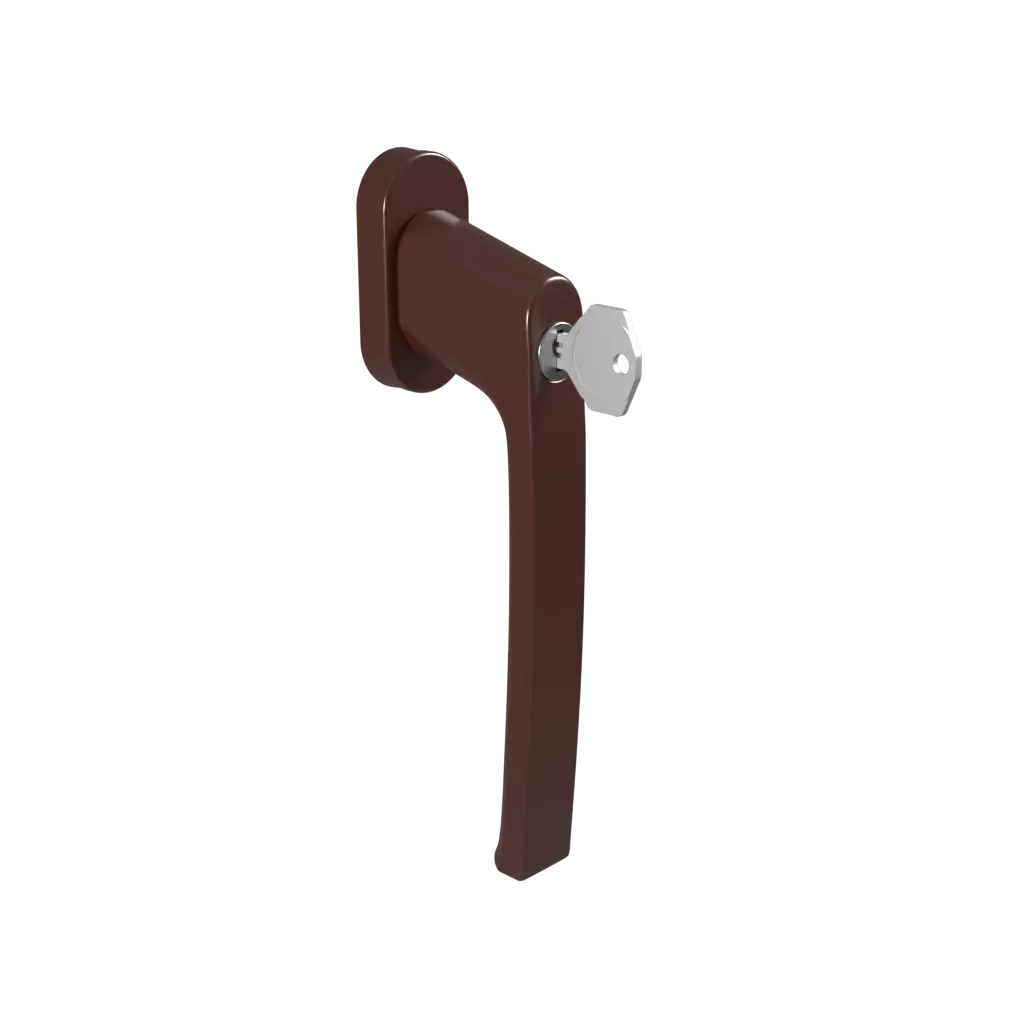Door handle with key PSK chocolate brown windows window-accessories handles psk with-the-key 